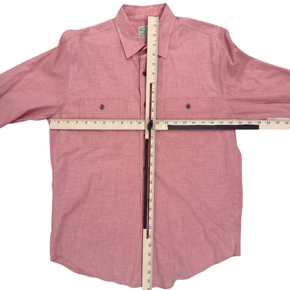 J. Crew Workshirt Mens Medium Pink Excellent Long Sleeve Cotton Button Down